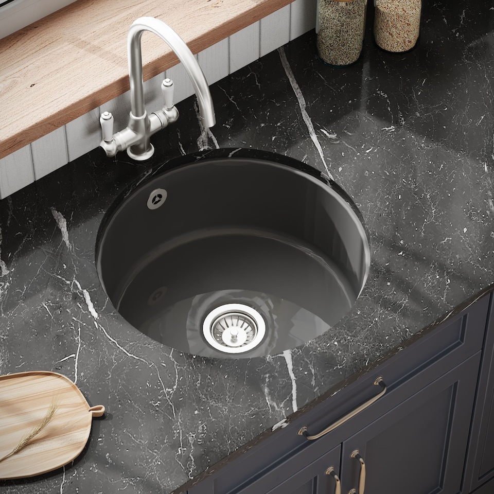 image 1 of Balterley Single Bowl Kitchen Sink Fireclay with Overflow - Set D