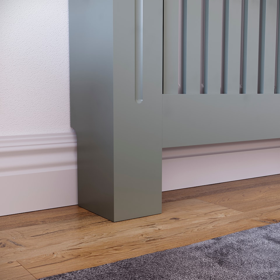 image 1 of Vida Designs Chelsea Radiator Cover Painted MDF Slatted Cabinet, Grey, 112cm