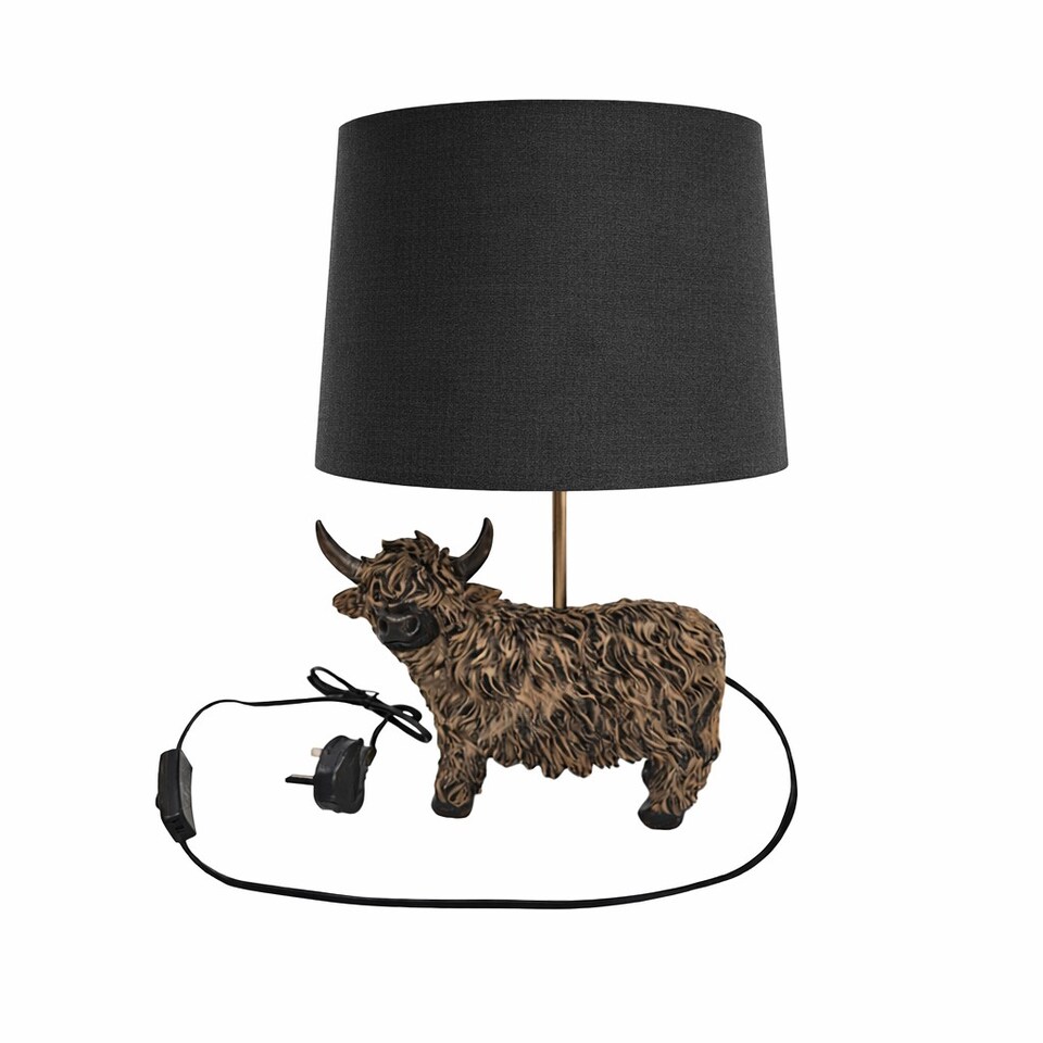 image 1 of Highland Cow Table Lamp Country Home Styling Modern Lighting Living Space Decor