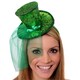 image 1 of Pack of 1 Mini Green Glitter Fascinator Top Hat Green | One Size