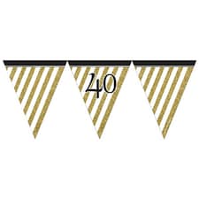 Creative Party Black And Gold Milestone Paper Flag Bunting - Black/Gold - 21