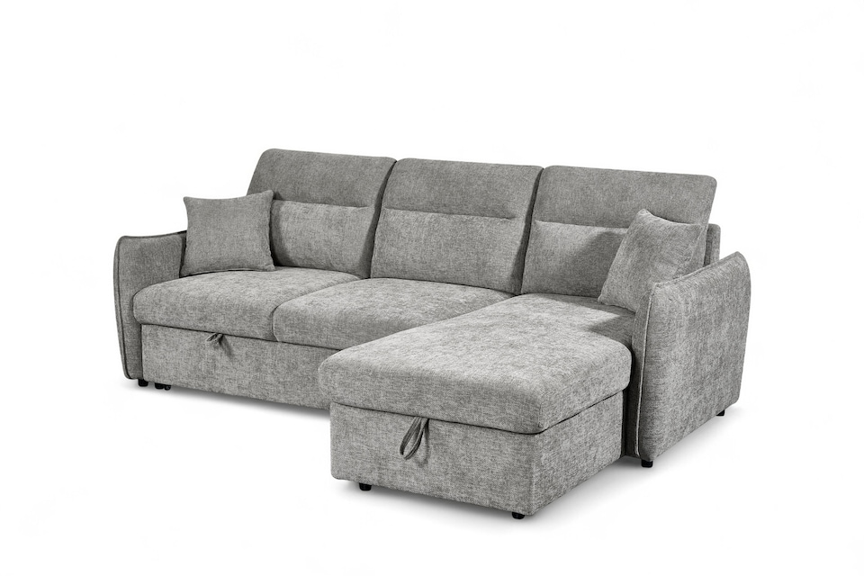 image 1 of Grey Chenille Fabric 2C1 Corner Sofabed with Storage ARCHIE
