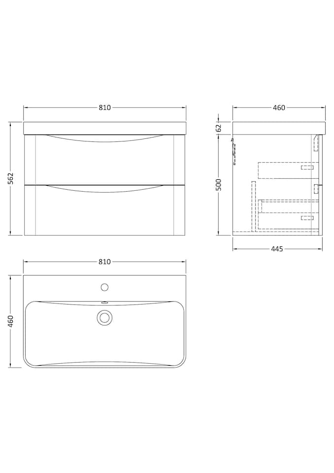 image 1 of Balterley Arch Modern Bathroom Wall Hung 2 Drawer Vanity Unit & Ceramic Basin | Blue | Satin Blue