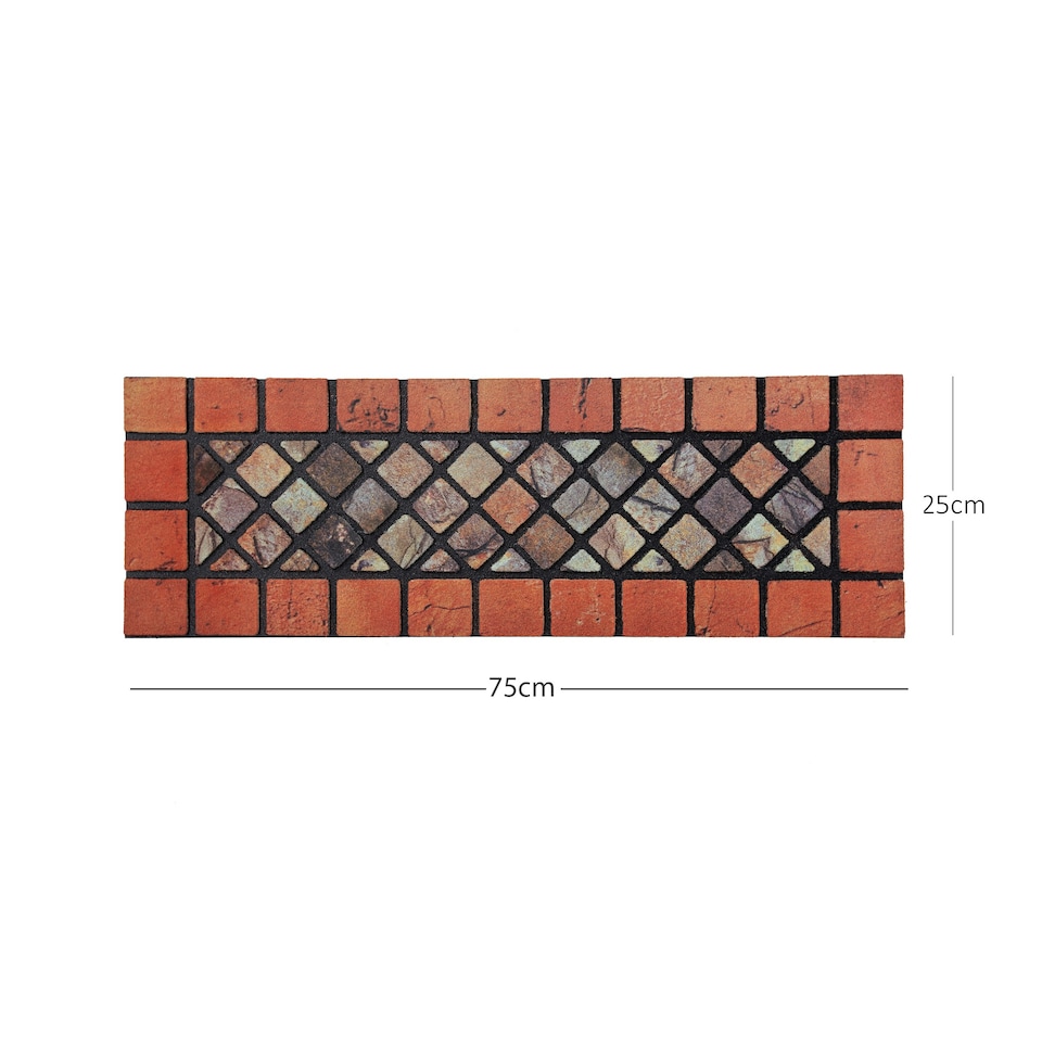 image 1 of Eco-Friendly Rubber Narrow Step Mat - Red Border Red | Set of 4