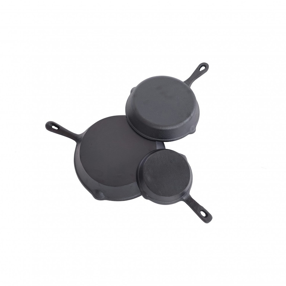 image 1 of Oypla Set of 3 Cast Iron Non Stick Skillet Frying Cooking Pans