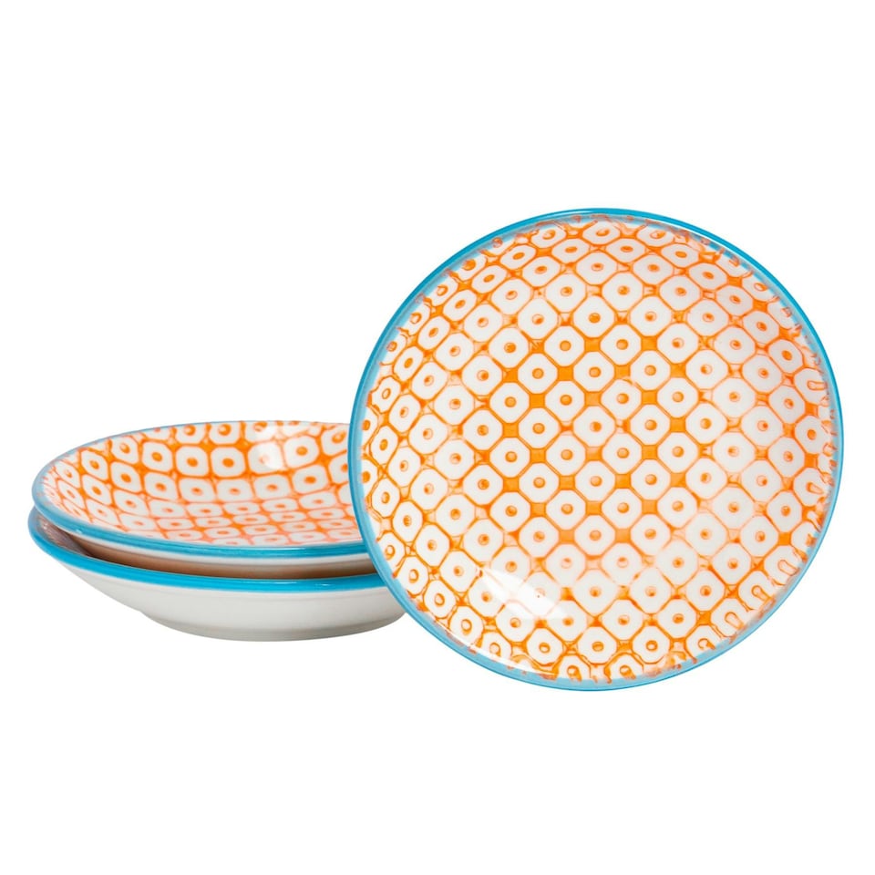 image 1 of Nicola Spring Hand-Printed Sauce Dishes - 10cm - Orange - Pack of 3 Orange