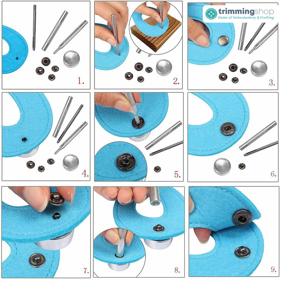 image 1 of 17mm S Spring Press Studs 4-Part, Durable & Lightweight - 10pcs