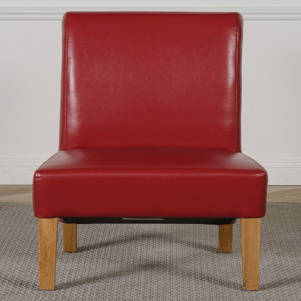 image 1 of Oregon Round Oak Dining Table and 4 Montana Leather Chairs | Red | Red | 1