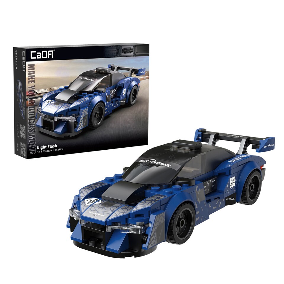 image 1 of CaDa Night Flash Black And Blue Sports Car 162 Pieces
