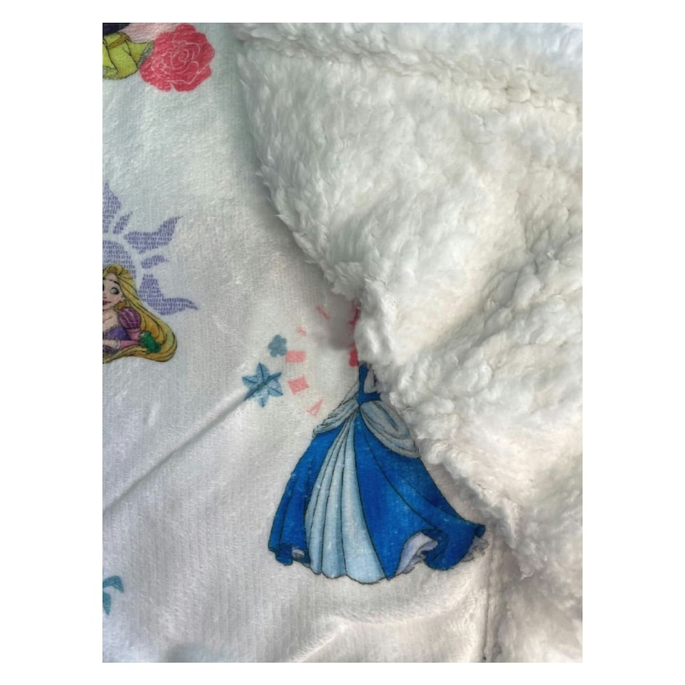 image 1 of Disney Princess Sherpa Fleece Blanket - White - 152cm x 127cm White