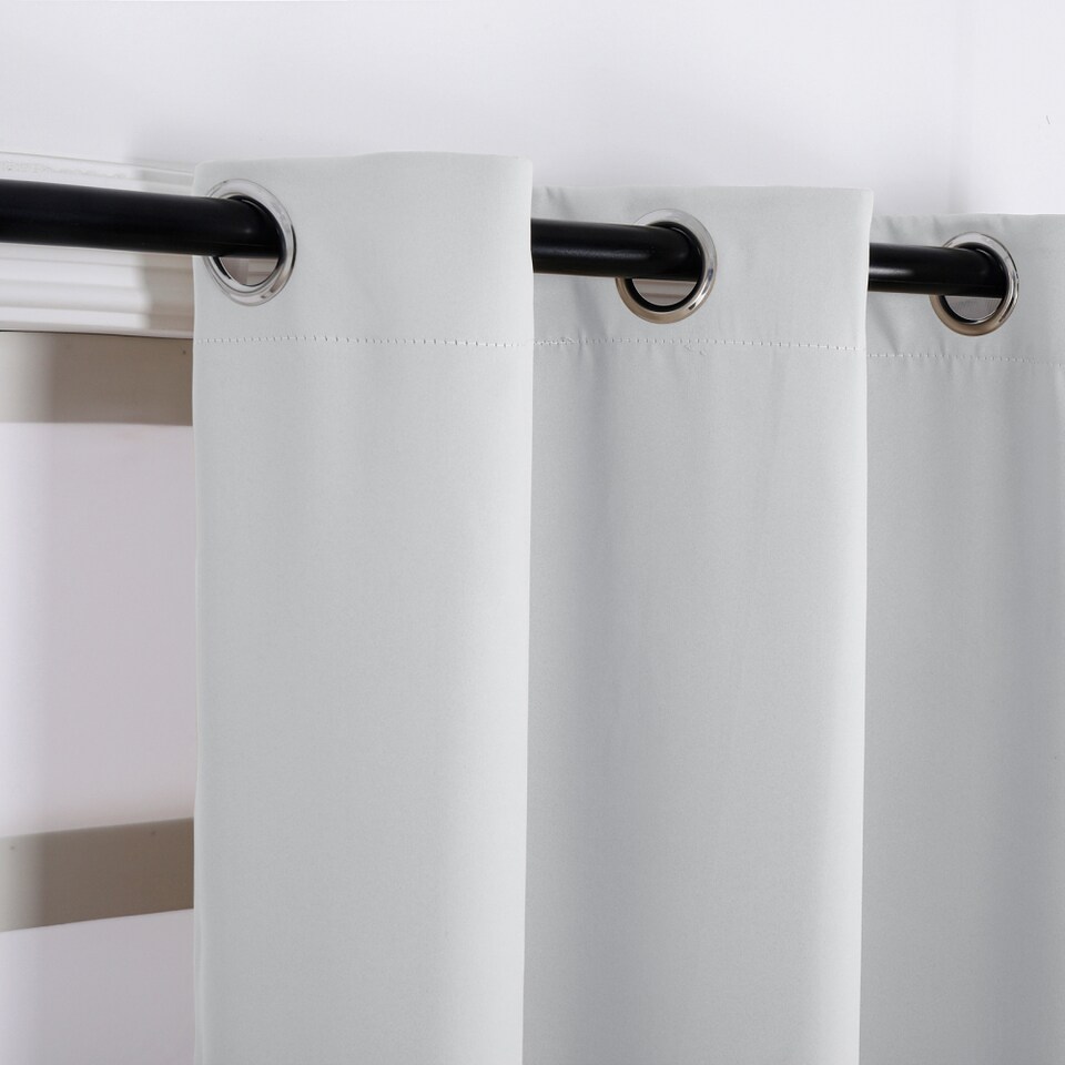 image 1 of Grey Eyelet Curtains - Thermal Blackout Curtains - 66 x 72 Inch Drop - 2 Panel | Grey | One Size