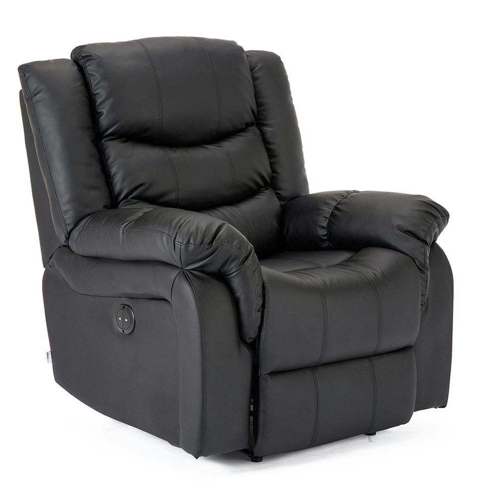image 1 of Seattle Electric Automatic Recliner Home Lounge Bonded Leather Chair (Black)