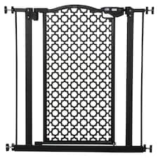 PawHut 74-80 cm Pet Safety Gate Pressure Fit Stair with Double Locking, Black