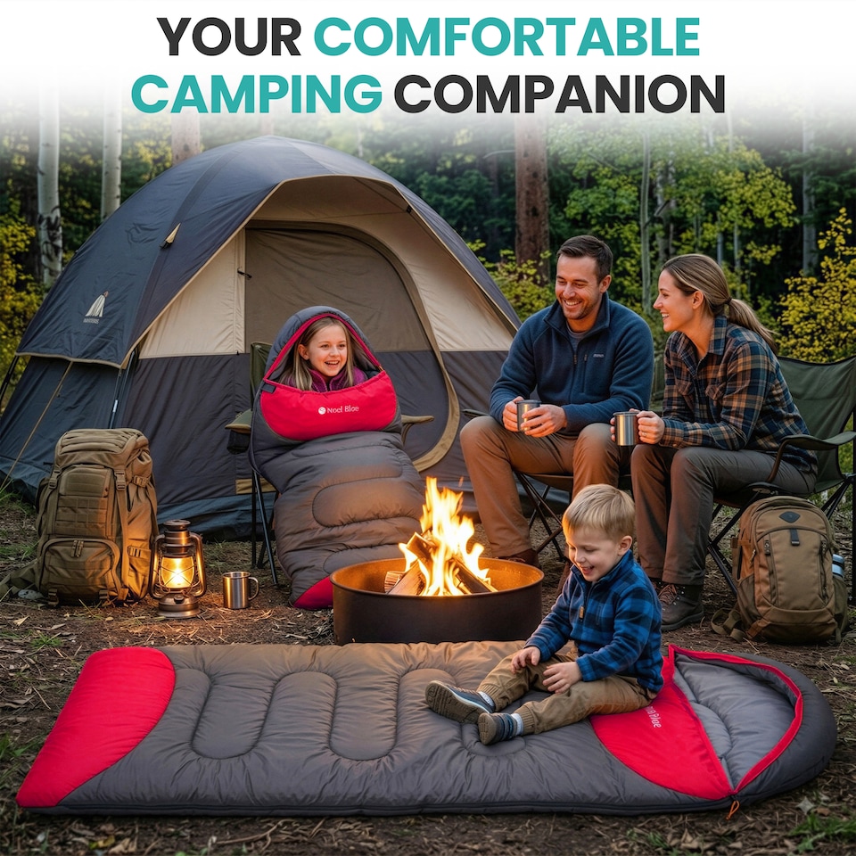 image 1 of 300GSM Sleeping Bag for Adults, Waterproof Camping Gear - 4 Season