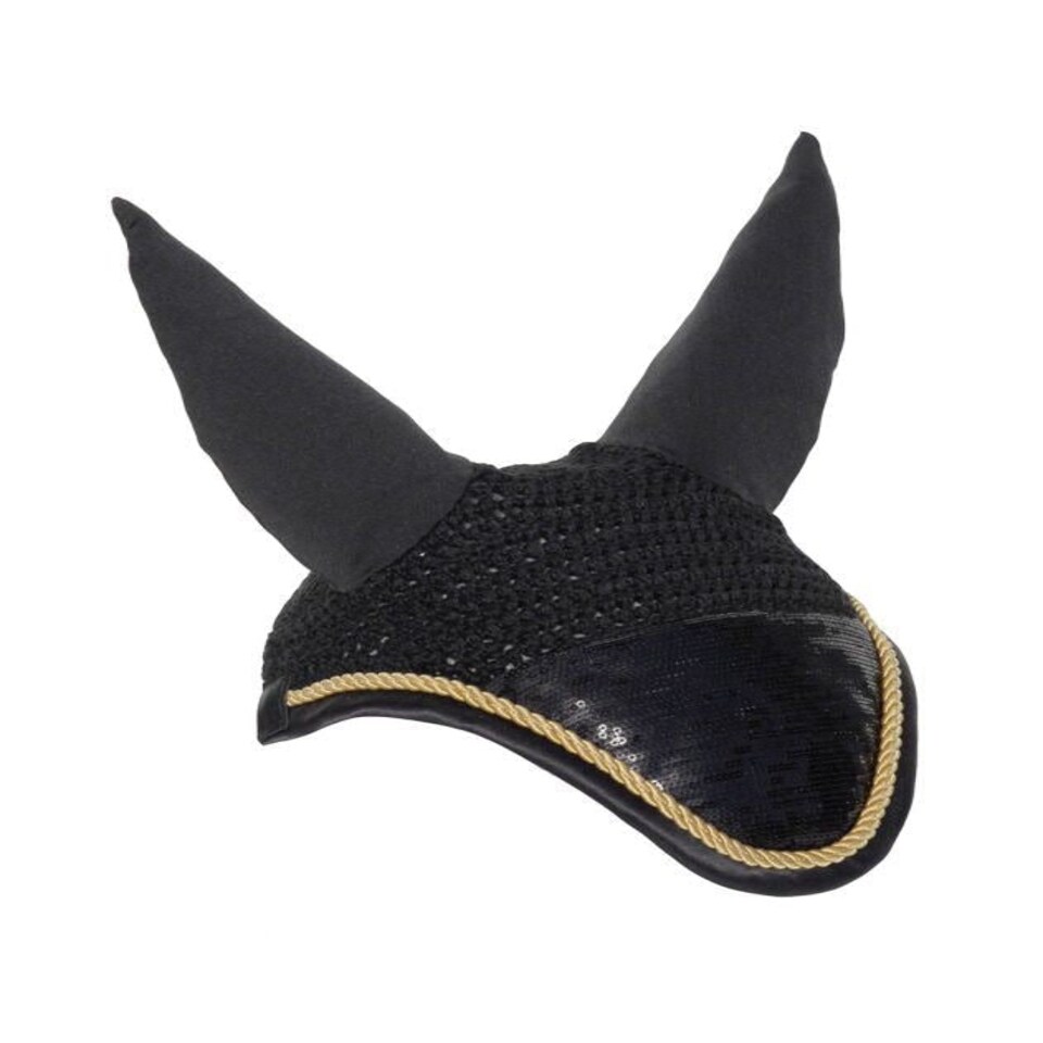 image 1 of Rhinegold Sequin Fly Veil | Gold | Colour: Gold
Size: Pony