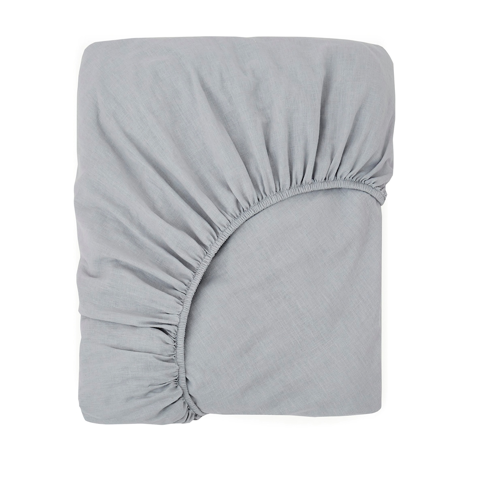 image 1 of Touch Of Linen - Ice Blue - Fitted Sheet Blue | Ice Blue | Double