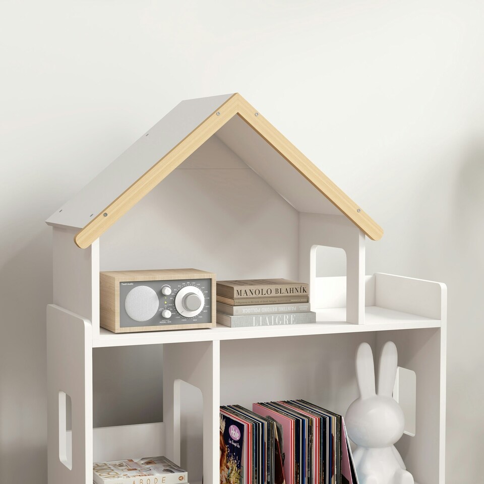 image 1 of ZONEKIZ 3 Tier Toy Storage Shelf w/ Six Cubes, for Playroom, Bedroom - White 