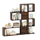image 10 of COSTWAY 4-Tier Bookshelf Modern Ladder Bookcase Brown Brown