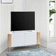 image 2 of MDA Designs CORVUS Corner-Friendly Gloss White Contemporary Cabinet with Oak Profiles White BeamThru Glass Doors Suitable for Flat Screen TVs up to 50" | Multi | 1