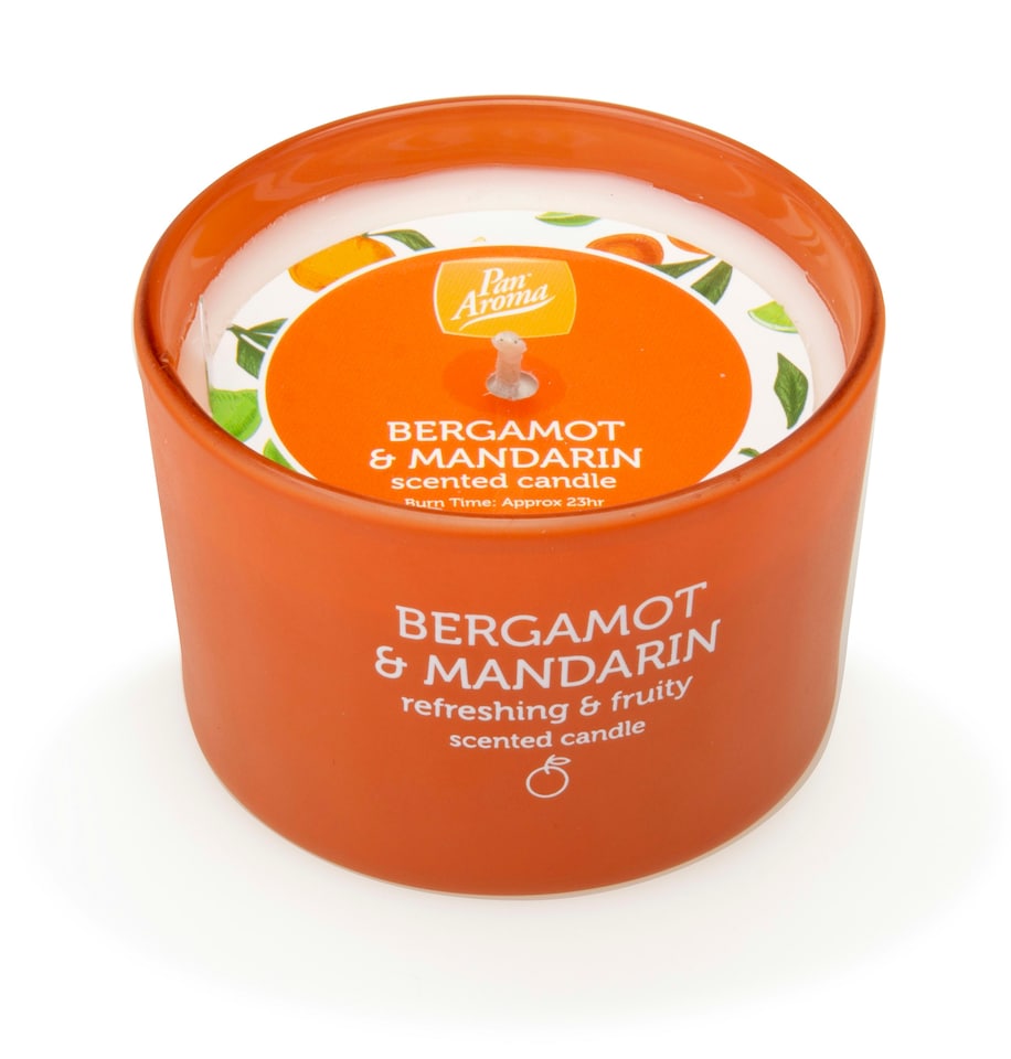 image 1 of Pack of 3 Pan Aroma Bergamot & Mandarin Scented Coloured Jar Candle 85g