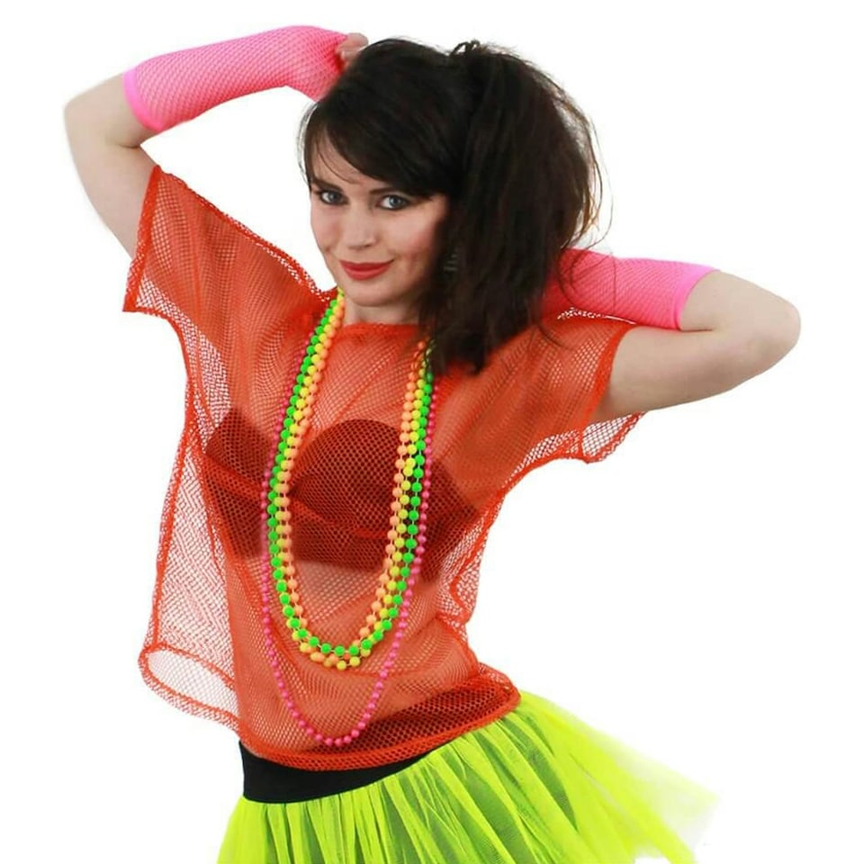 image 1 of Bristol Novelty Womens/Ladies 80s Mesh Top - Orange - One Size One Size