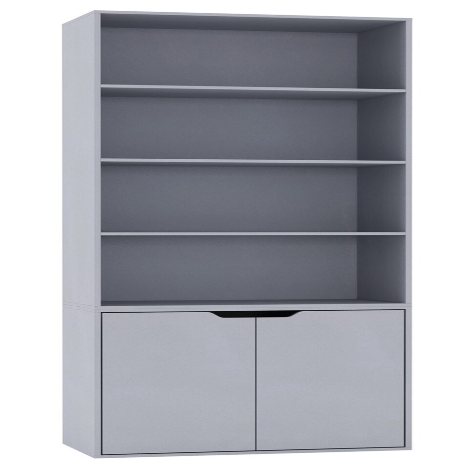 image 1 of 6-Tier Bookcase with 2-Doors Black | Unit Colour: Black