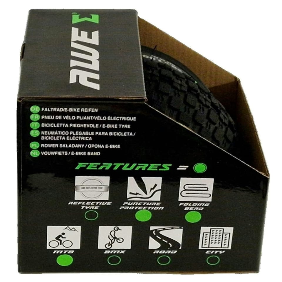 image 1 of AWE AWEShield Puncture Protection Folding Tyre 20" x 1.95" MTB/Bike Tyre 30 TPI