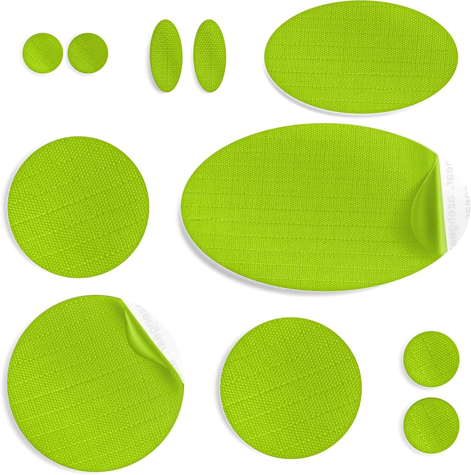 image 1 of aZengear Repair Patches for Jackets, Tent, Shoe, Gear - Waterproof, Self-Adhesive, Tear-Cold-Heat-Resistant (11 Pieces, Green)
