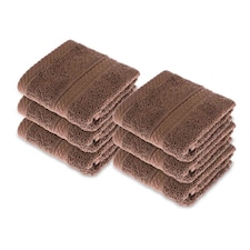 Homescapes Turkish Cotton Chocolate Face Cloth - Set of 6