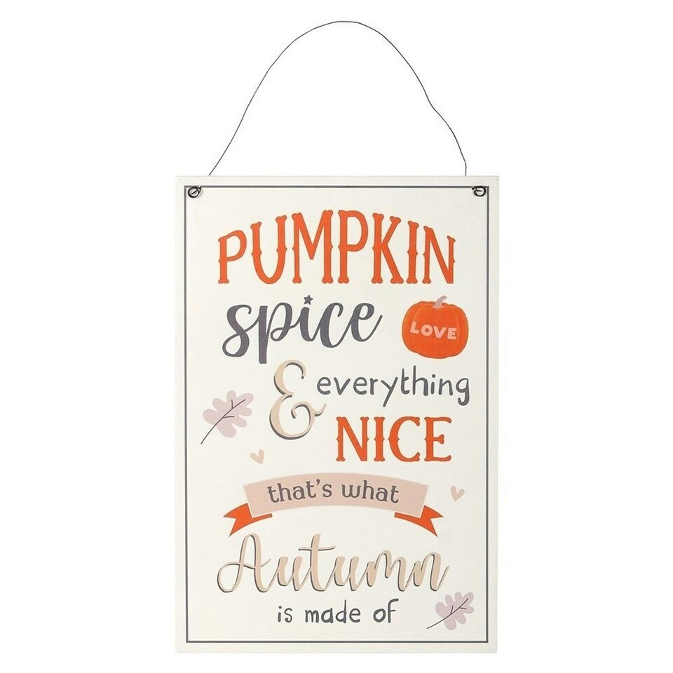 image 1 of Something Different Pumpkin Spice MDF Plaque - Off White/Orange/Grey - One Size