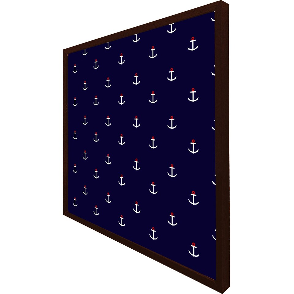 image 1 of White & red anchors on navy (Picture Frame) Brown | Oak | M