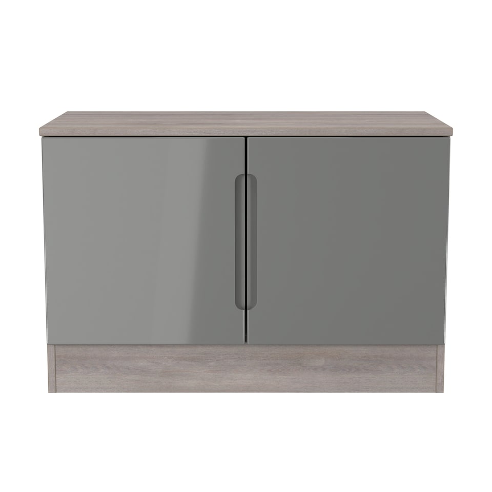 image 1 of Lucca Compact 2 Door Cupboard in Grey Gloss & Grey Oak (Ready Assembled) | Grey | Grey Gloss & Grey Oak