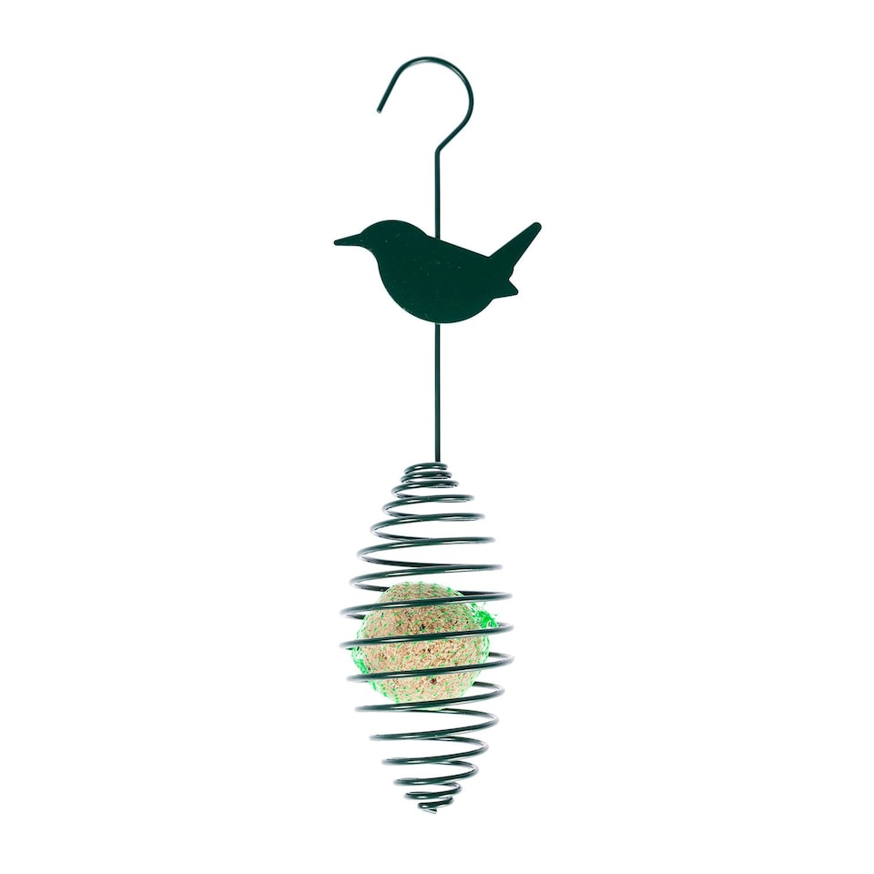 image 1 of Homescapes Metal Spring Bird Feeder with Bird Decoration, Wren