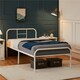 image 1 of Yaheetech Romantic 3ft Single Metal-Framed Bed with High Headboard White