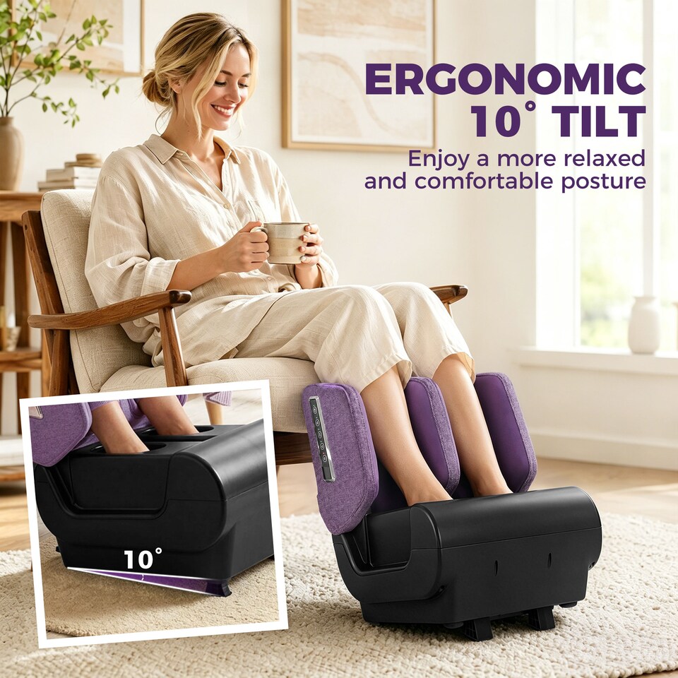 image 1 of HOMCOM 2 in 1 Foot Massager Machine & Ottoman with Heat