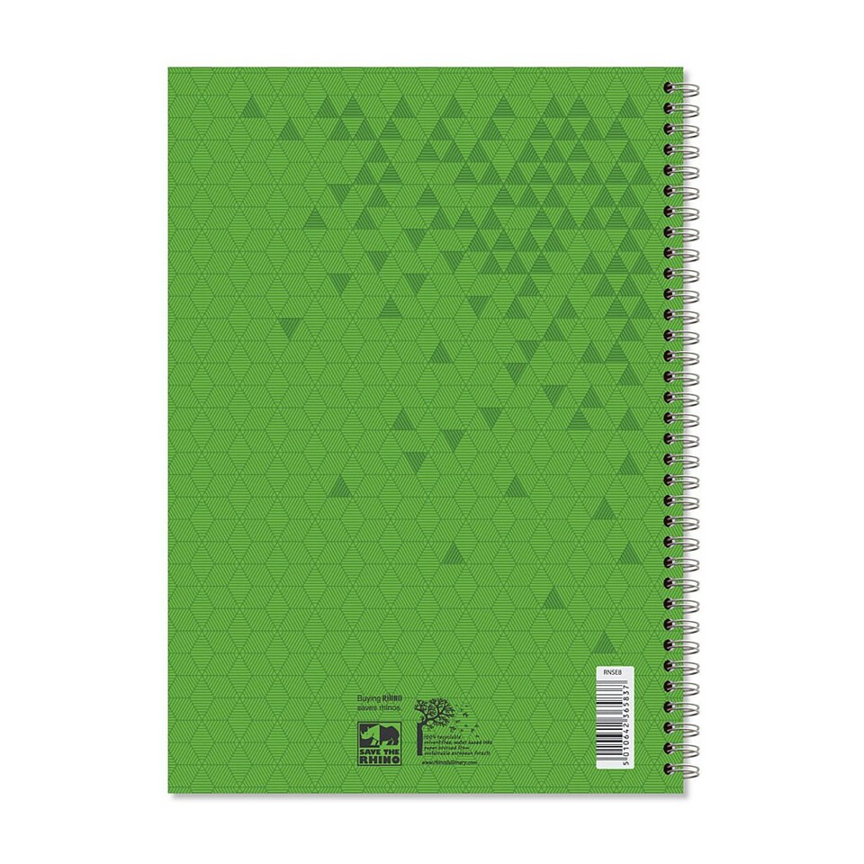 image 1 of Rhino A4 200 Page Green Cover 8mm Lined Softback Notebook