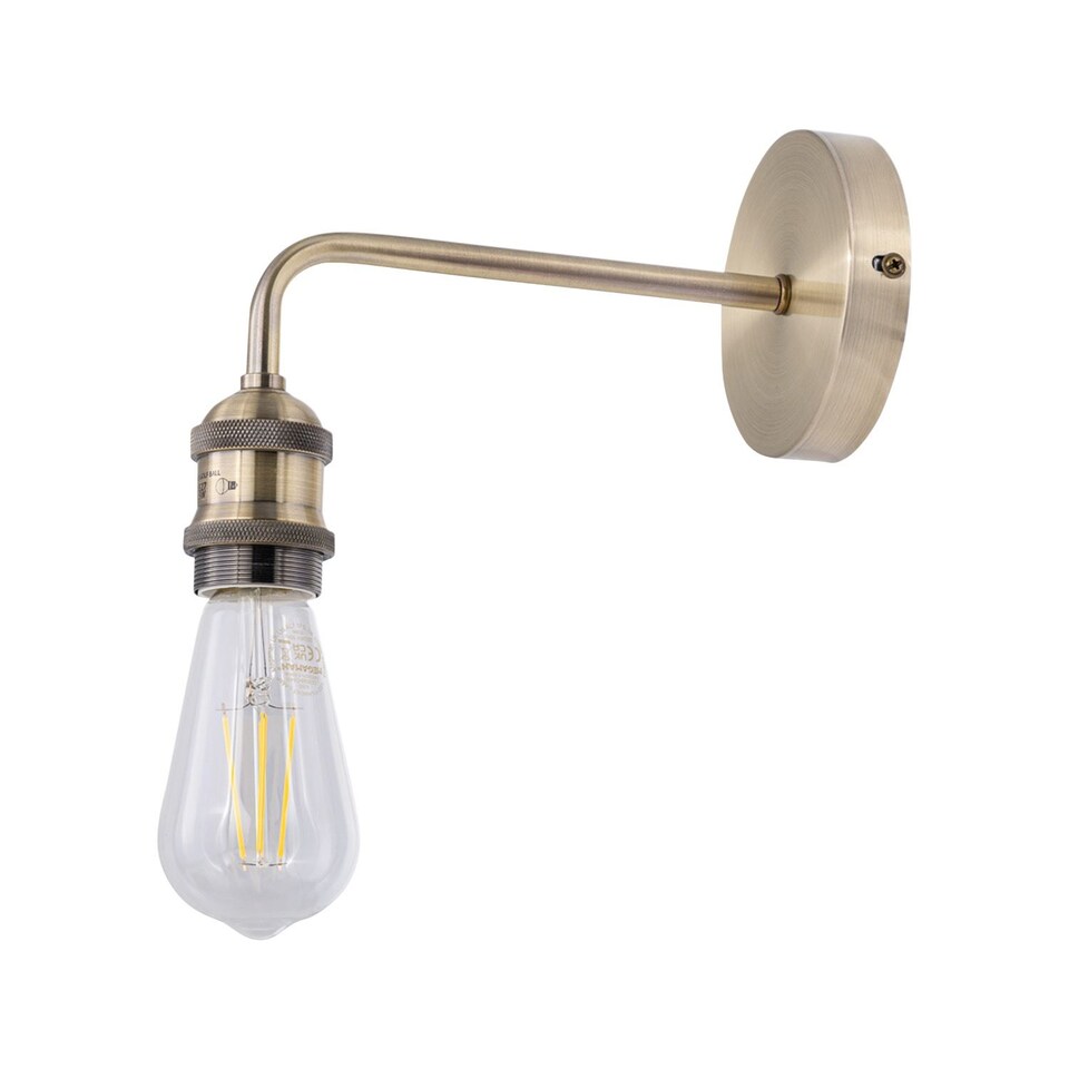 image 1 of Set of 2 Isaac - Antique Brass Wall Lamps | Yellow | 2