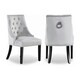 image 10 of Set of 2 Velvet Dining Chairs Ergonomic Scoop Knockerback & Button Tufted Wood Legs Blue