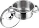 image 1 of Vinod Cookware Two Tone Stainless Steel Sauce Pot with Glass Lid - Steam Vent, Sturdy Handle Induction Bottom (14cm , 1 ltr) | Multi