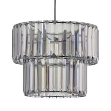 Clint - Smoked Acrylic Crystal Two Tier Easy Fit Pendant Shade | Grey | Chrome | Medium | 1