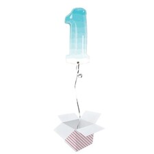 Number 1 Blue Ombre Helium Foil Giant Qualatex Balloon - Inflated Balloon in a Box