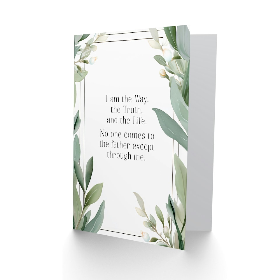 image 1 of The Way The Truth The Life Bible Quote Green Floral Christian Birthday Card