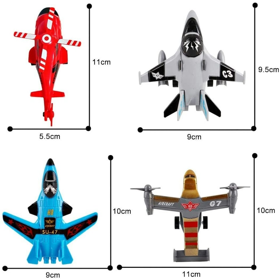 image 1 of 12-Piece Pull-Back Aircraft Toy Set – Jets, Helicopters & Bombers for Kids