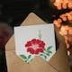 image 3 of Vintage Japanese Botanical Art Card Red Flower