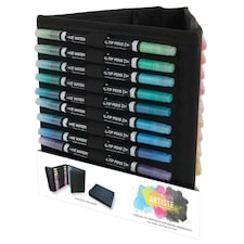 Artiste Watercolour Marker Pens & Caddy, Multicoloured, Pack of 36, Dual Tip (Brush & Fine)