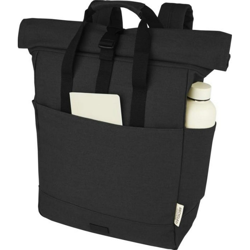 image 1 of Joey Roll Top Canvas 15L Laptop Backpack - Solid Black - One Size