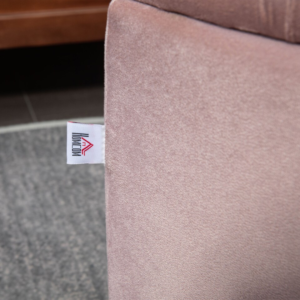 image 1 of HOMCOM Semi-Circle Ottoman Storage Bench, Bed End Bench, Tufted Upholstered Window Seat Footrest Stool with Rubberwood Legs for Bedroom & Entryway, 120 x 46 x 42 cm, Pink