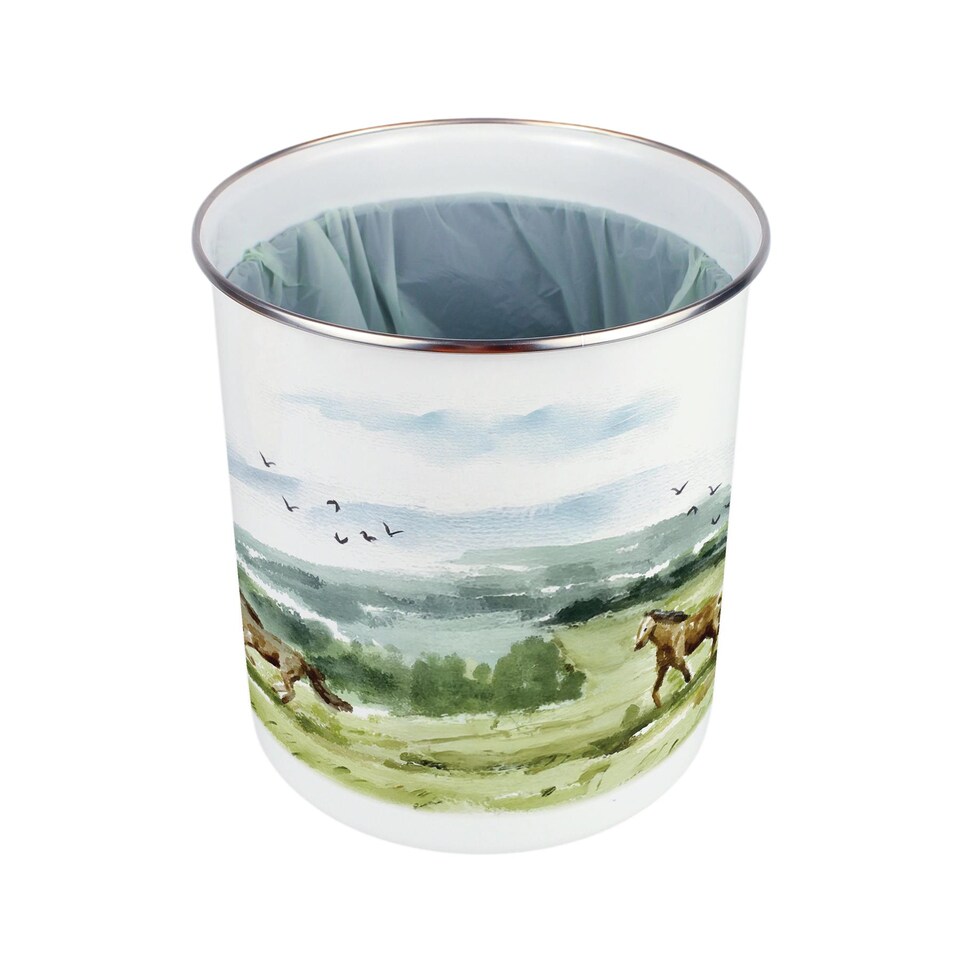 image 1 of Wild Horses Food Waste Caddy - Metal 2L Decorative Kitchen Compost Bin