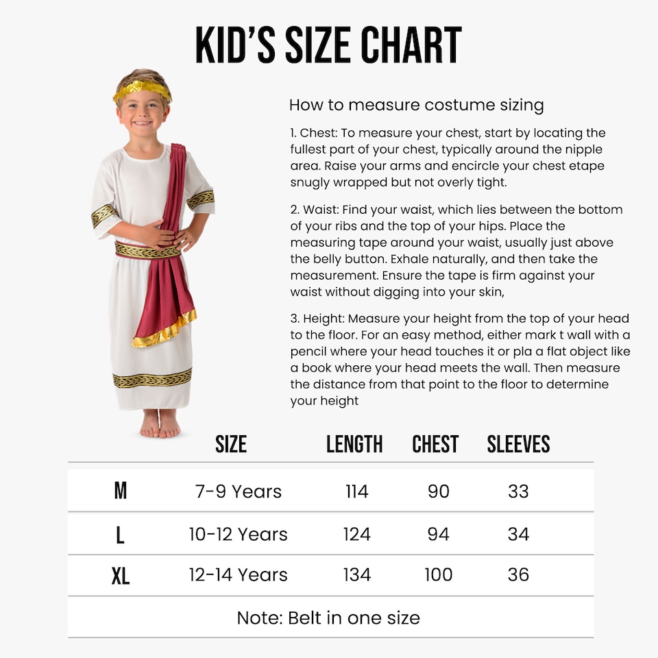 image 1 of Roman Emperor Boys Fancy Dress Ancient Greek Historical Caesar Toga Kids Costume (Large 10-12 Years)
