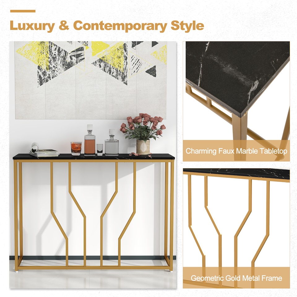 image 1 of COSTWAY Console Table 110 cm Modern Entryway Table Black